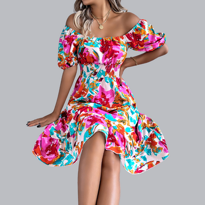 Elvira™ | Luftiges Blumenkleid mit Puffärmeln