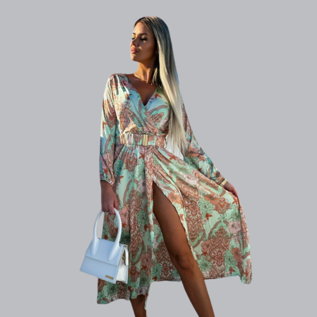 Lana™ | Wickel-Maxikleid mit Beinschlitz in verschiedenen Designs