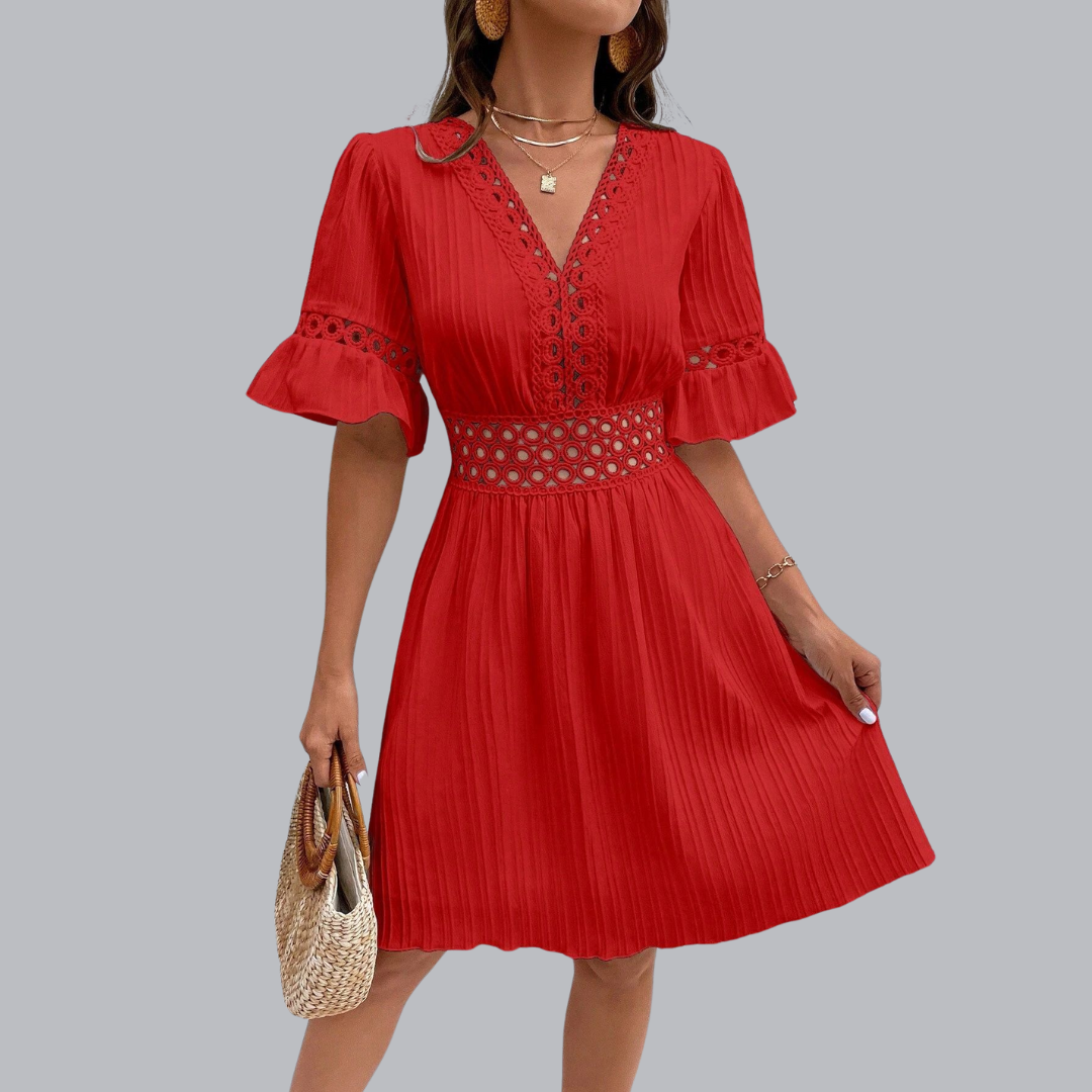 Regina™ | Feminines Kleid mit Stickdetails und Taillenbetonung