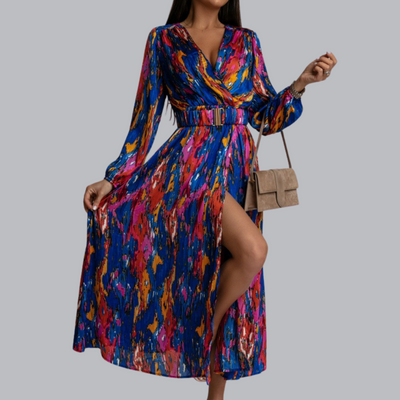 Lana™ | Wickel-Maxikleid mit Beinschlitz in verschiedenen Designs