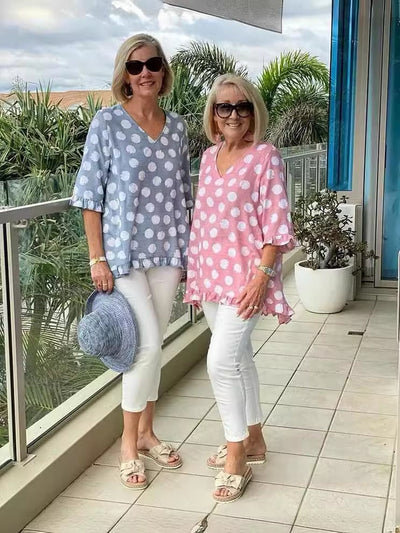 Hazel - Zeitlose V-Ausschnitt Print Bluse