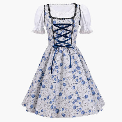 Florales Dirndl kleid mit Schnürmieder für Damen - Oktoberfest 2025