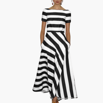 Angelika | Handgemachtes gestreiftes Maxikleid