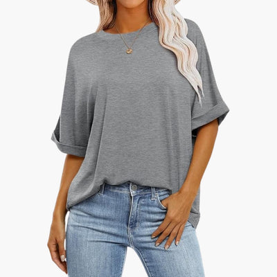 Damen Oversize T-Shirt mit Rundhals und kurzen Ärmeln