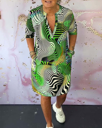 Ria™ | Farbenfrohes V-Ausschnitt Kleid