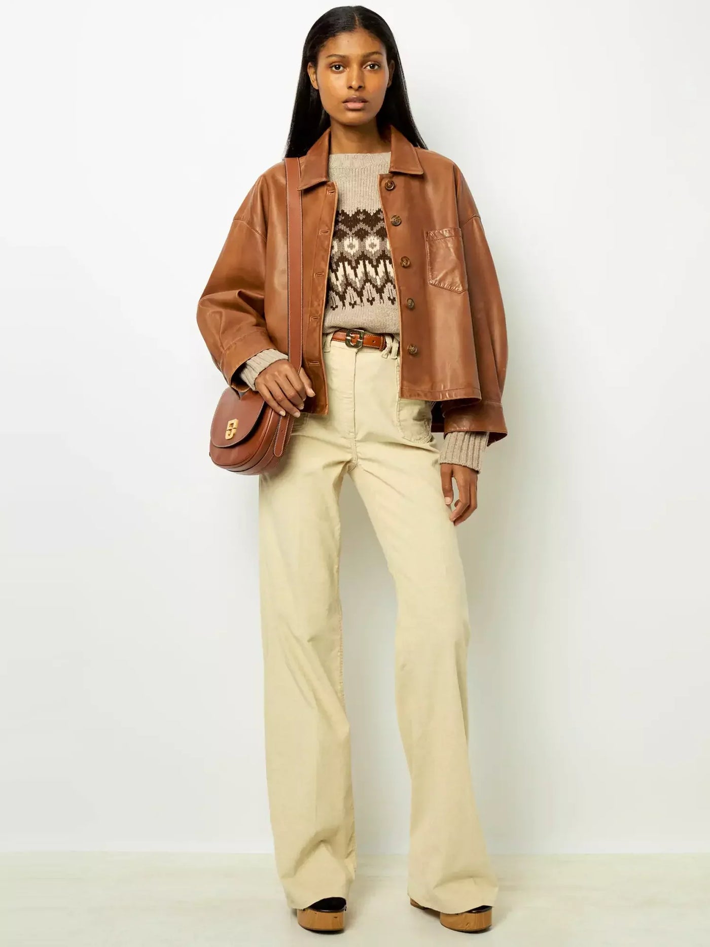 Lotte-Marie™ Cognacfarbene Lederjacke