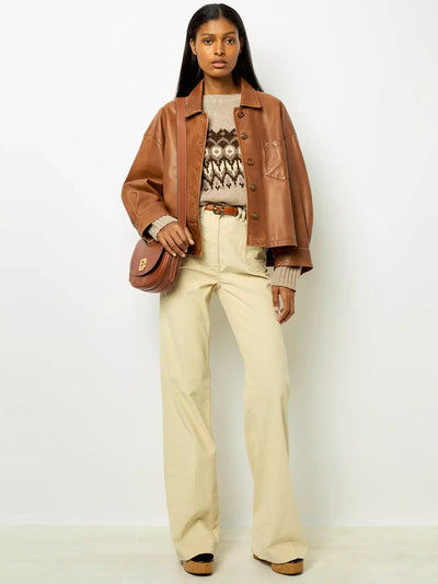 Lotte-Marie™ Cognacfarbene Lederjacke