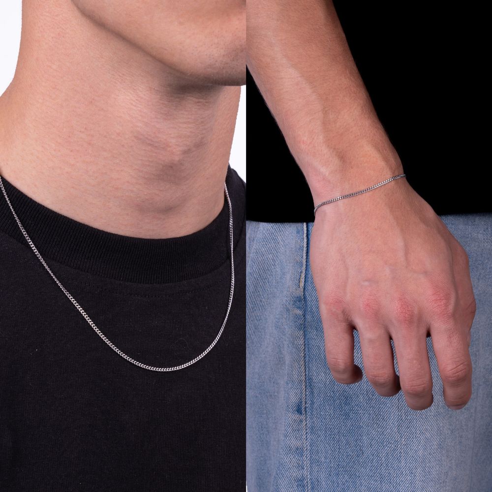Bundle: Cuban Kette + Armband 2MM (Silber)
