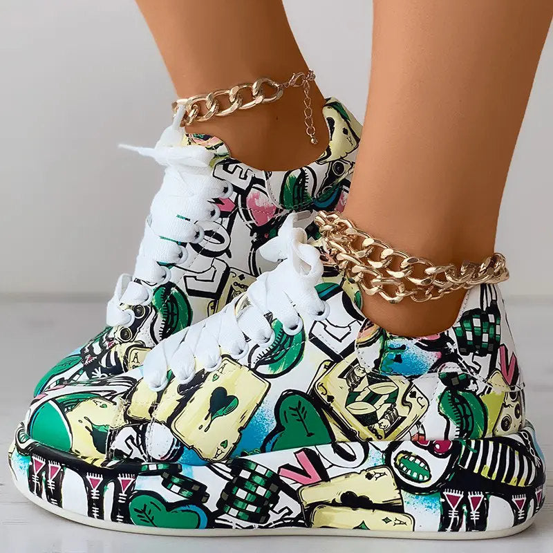 Detanny - Trendige Graffiti-Freizeit-Damen-Sneaker