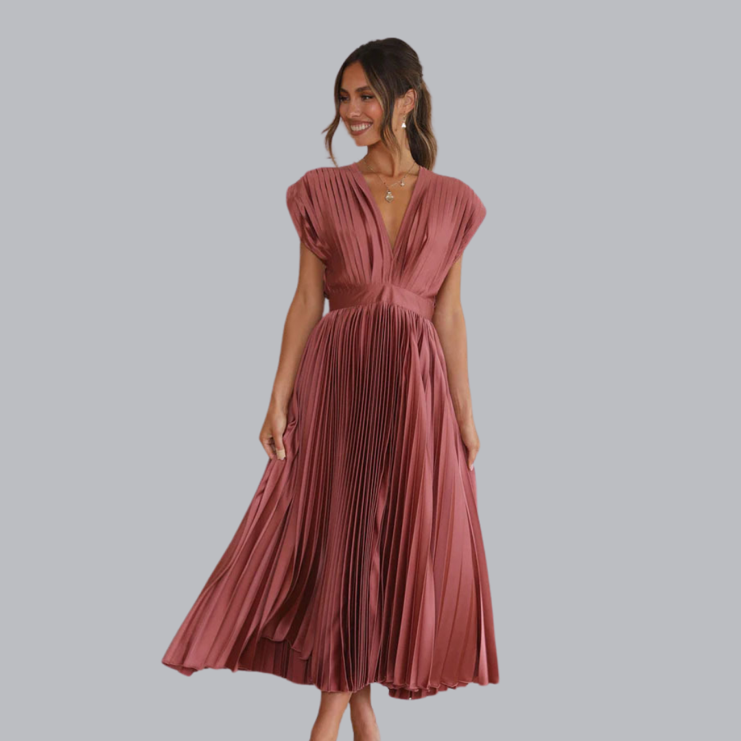 Engelmara™ | Elegantes Plisseekleid mit V-Ausschnitt