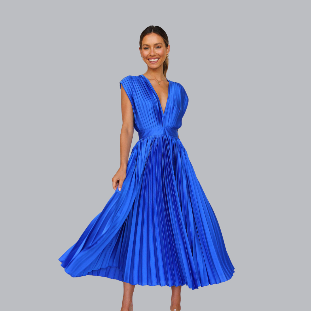 Engelmara™ | Elegantes Plisseekleid mit V-Ausschnitt