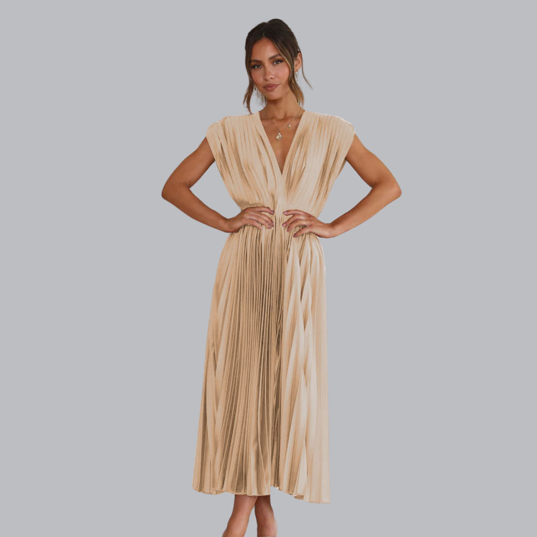 Engelmara™ | Elegantes Plisseekleid mit V-Ausschnitt