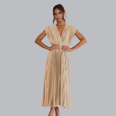 Engelmara™ | Elegantes Plisseekleid mit V-Ausschnitt
