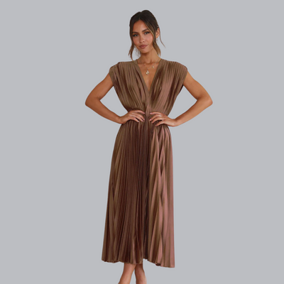 Engelmara™ | Elegantes Plisseekleid mit V-Ausschnitt