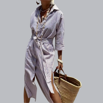 Frida™ | Gestreifte Kleid mit Kragen