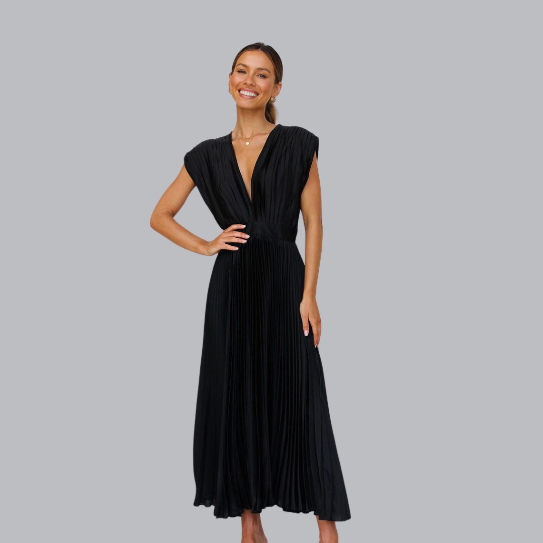 Engelmara™ | Elegantes Plisseekleid mit V-Ausschnitt