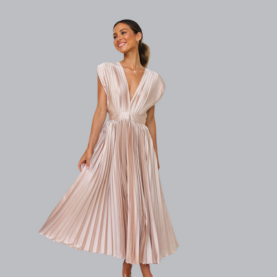 Engelmara™ | Elegantes Plisseekleid mit V-Ausschnitt