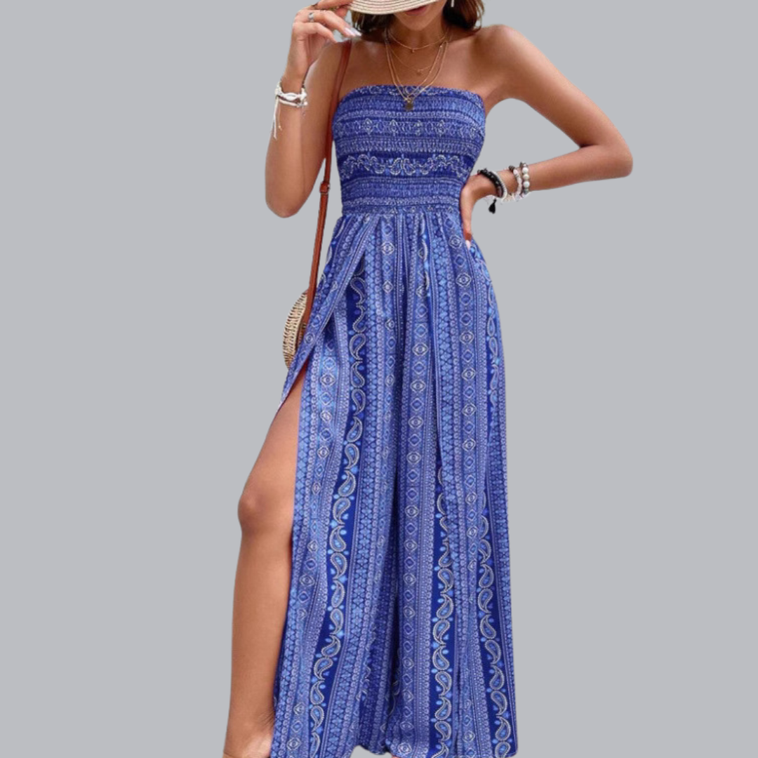 Liana™ | Boho-Maxikleid mit Schlitz & Bandeau-Design