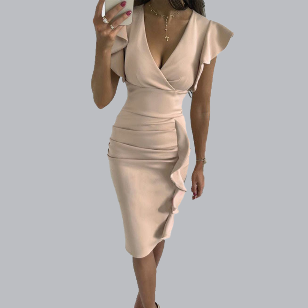 Thilde™ | Figurbetontes Wickelkleid mit femininen Rüschen