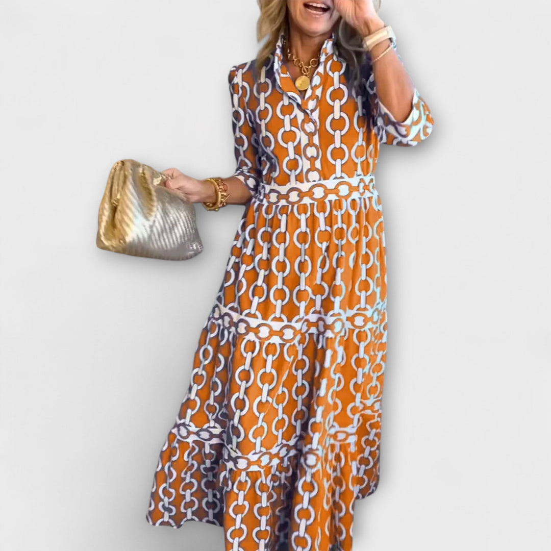 Stavroula - Midikleid Mit Kettenmuster