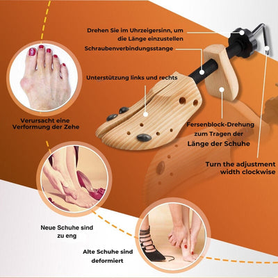 TimberStride™ | Hölzerne Werkzeuge für breite Schuhe