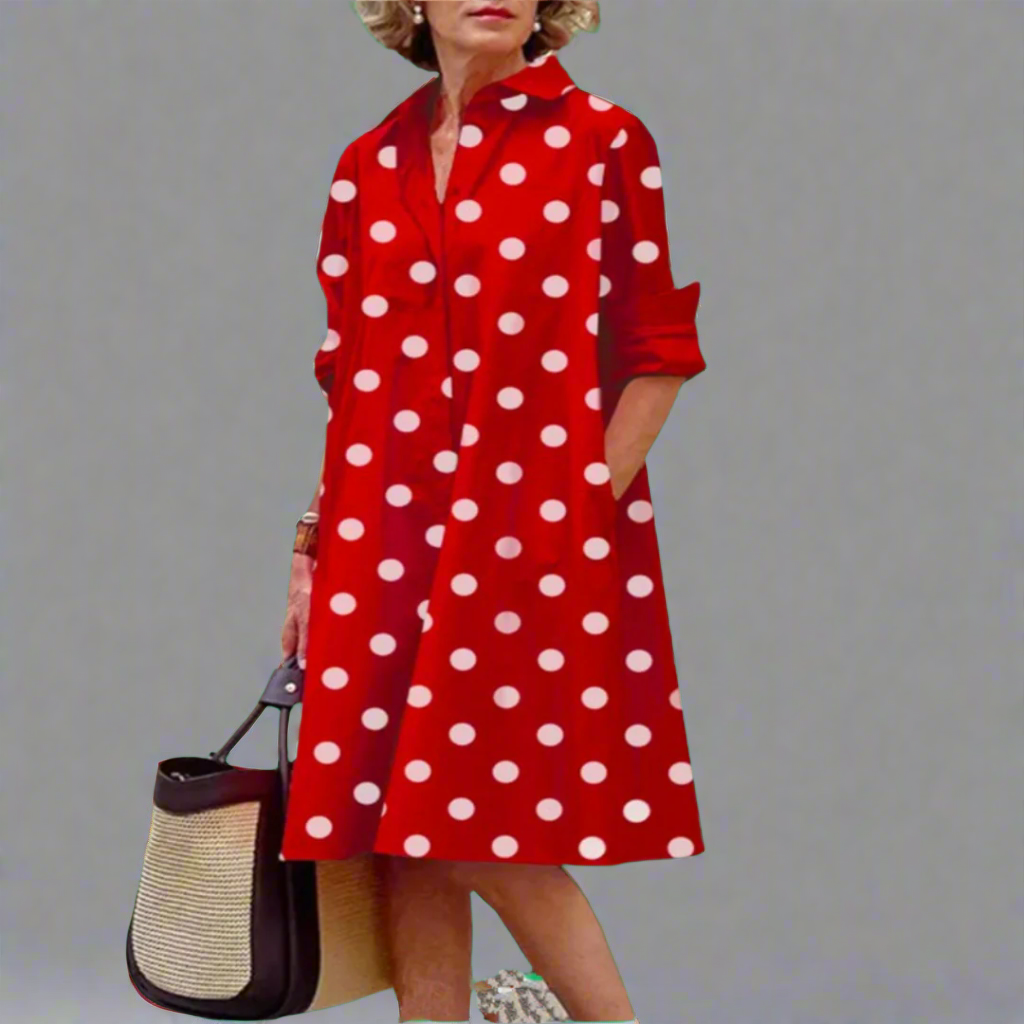 Carola | Handgefertigtes Premium-Midikleid mit Polka-Dots