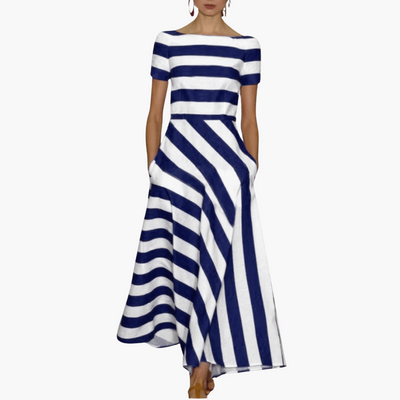 Angelika | Handgemachtes gestreiftes Maxikleid