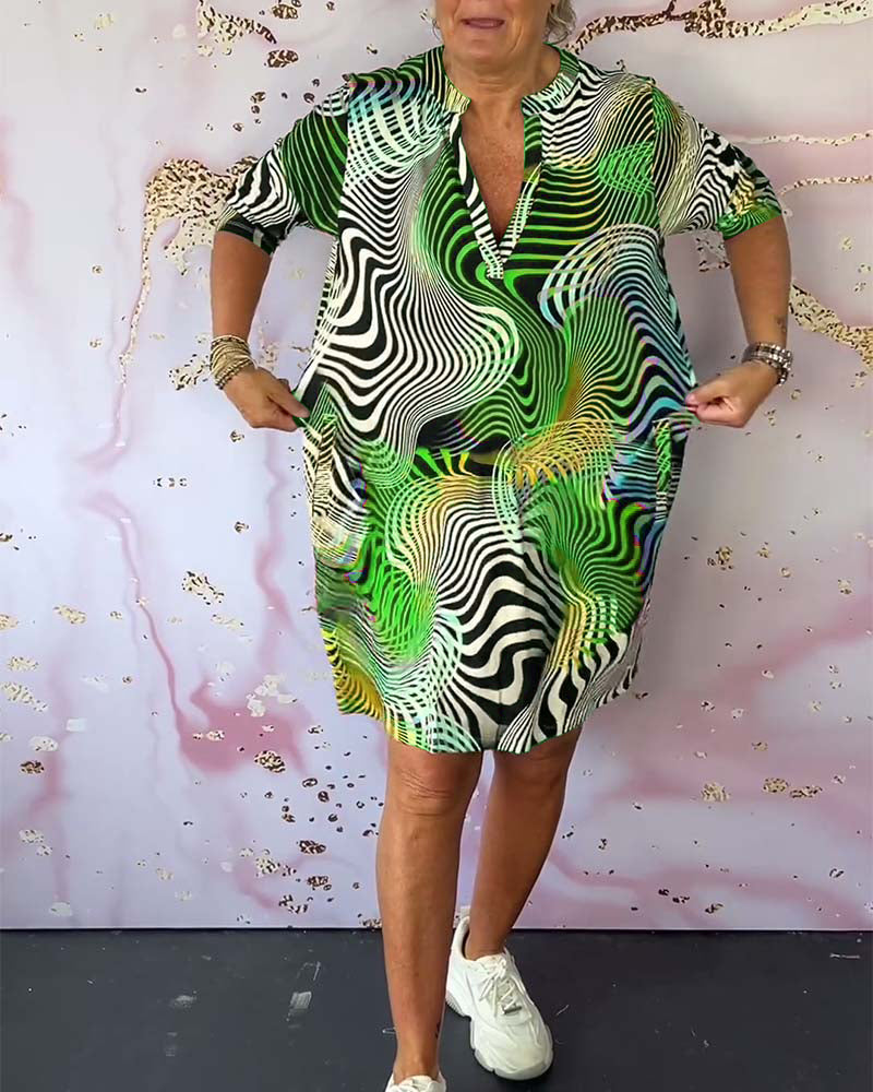 Ria™ | Farbenfrohes V-Ausschnitt Kleid