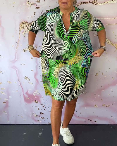 Ria™ | Farbenfrohes V-Ausschnitt Kleid