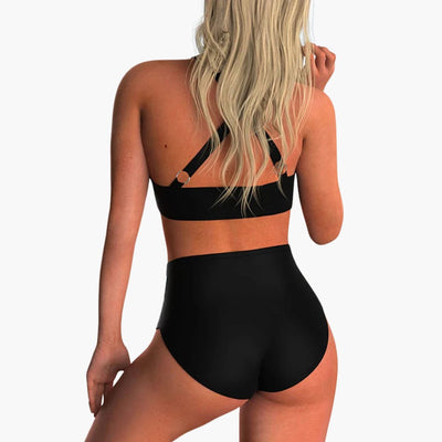 High-Waist Bikini - Damen Zweiteiler mit überkreuztem Look