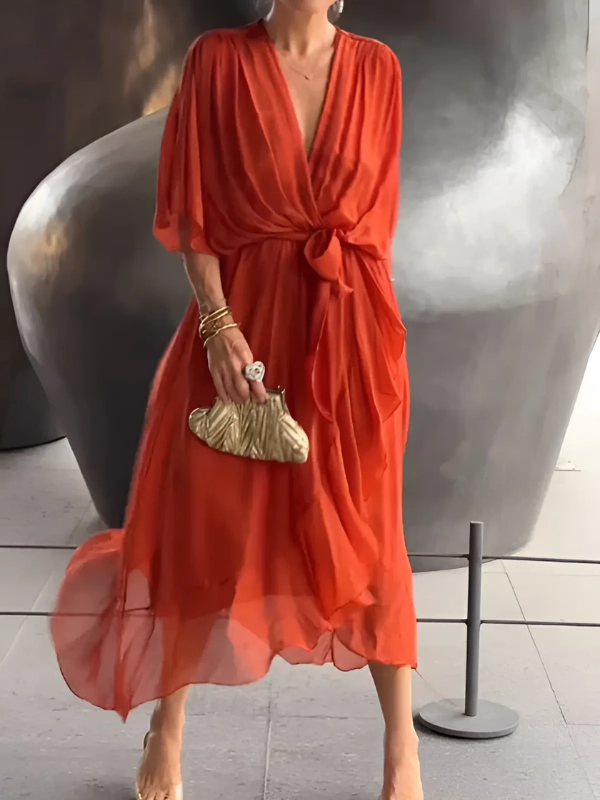 Tracy - Zeitloses Wickel Midikleid Damen Elegant