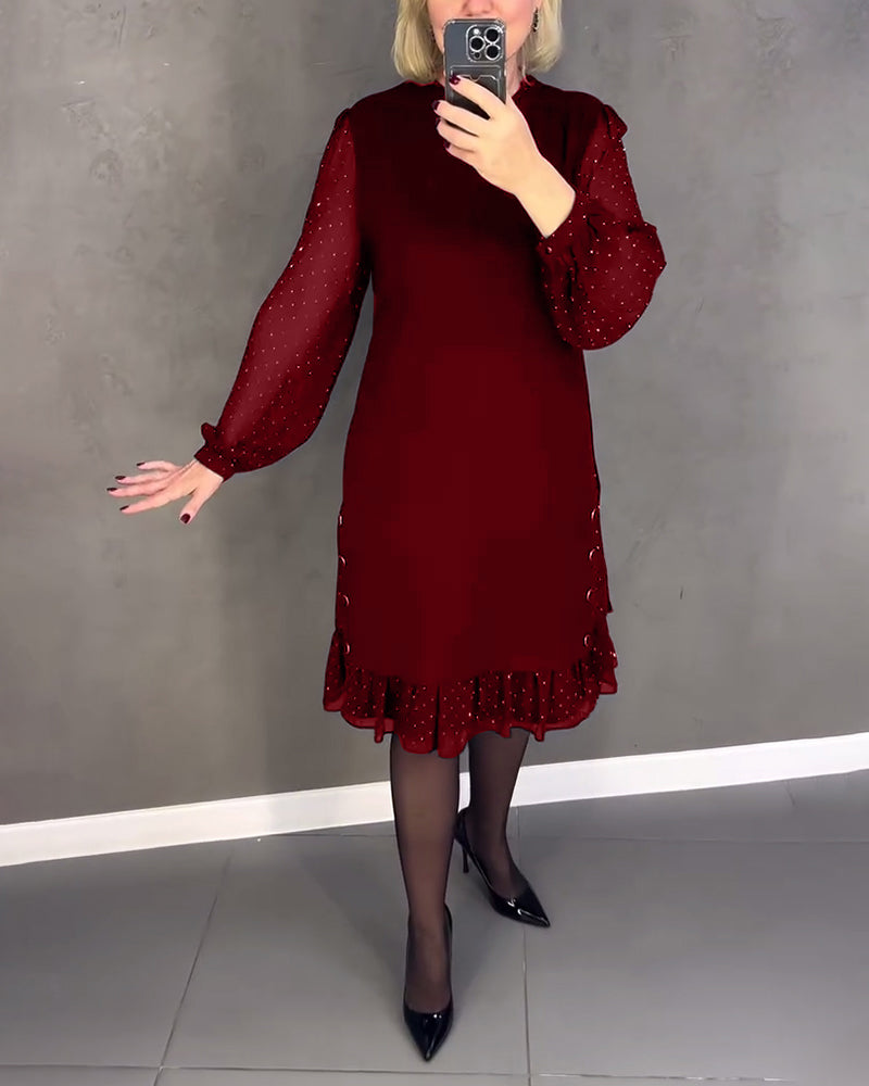 ELIANA | Elegantes Kleid mit transparenten Ärmeln und schmeichelhafter Schnitt für Herbstanlässe