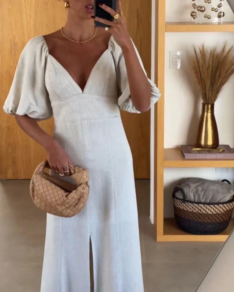 Elegantes Midikleid | Feminine Puffärmel | Figurbetonter Schnitt