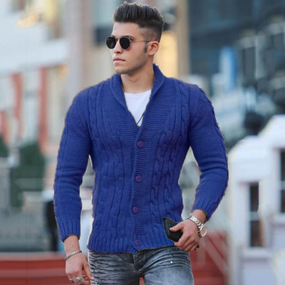 Herren Gestrickte Strickjacke mit Kragen