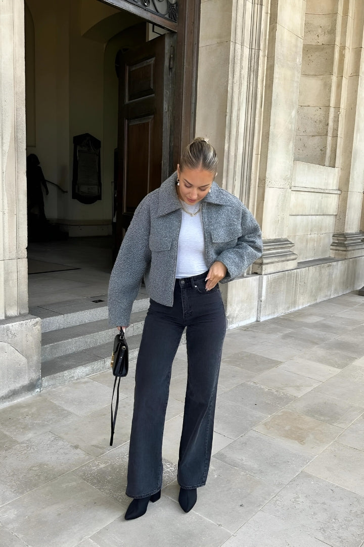 Strickjacke mit Kragen | Reißverschluss | Strukturierte Optik