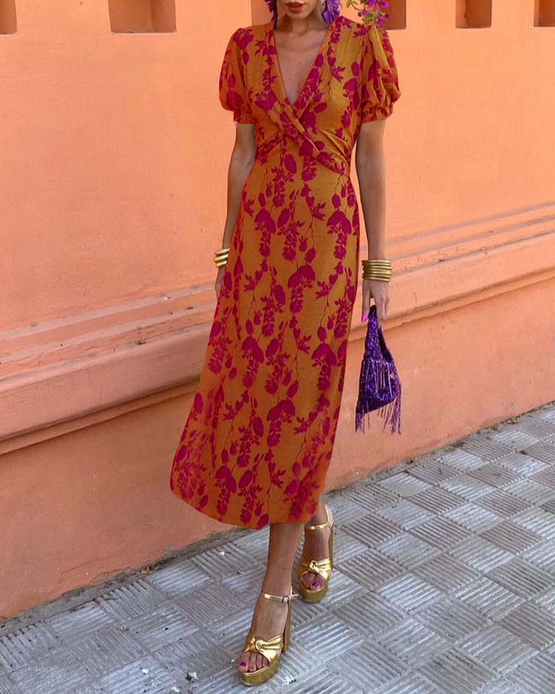 Angelina - Atemberaubendes V-Ausschnitt Midikleid