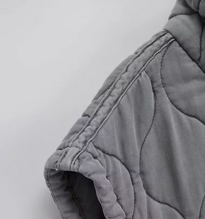 Damen-Weste aus Baumwolle mit Stehkragen – ärmellos