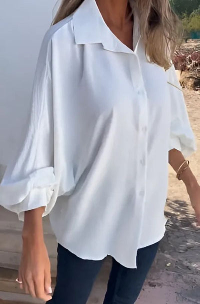 Bluse mit Knopfleiste | Lockerer Schnitt | Fließendes Material