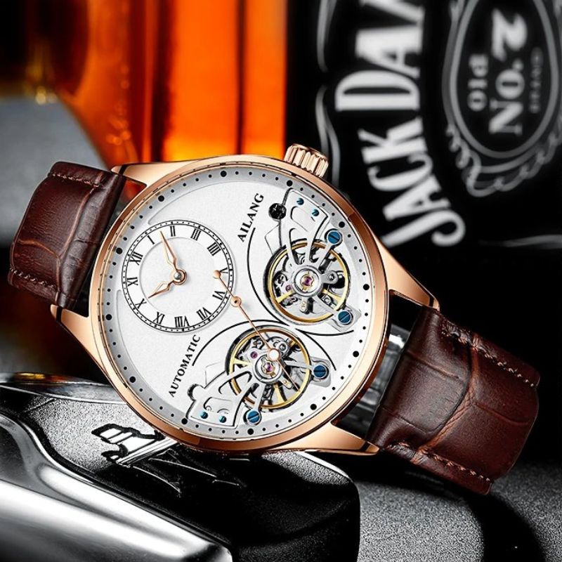 Doppeltourbillon Leuchtende Mechanische Herrenuhr
