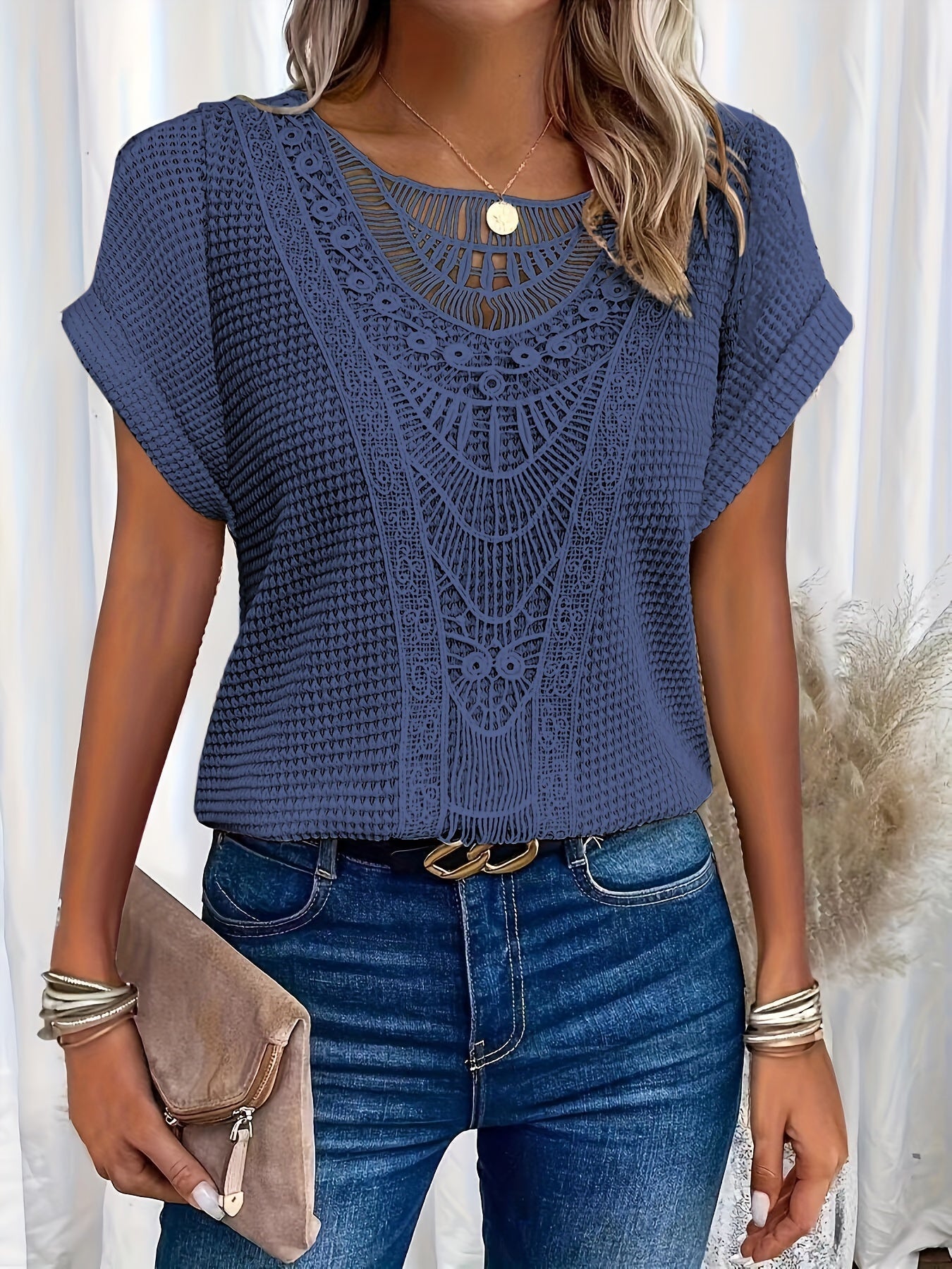 Spitzenbluse | Kurzarm | Verspielter Vintage-Look