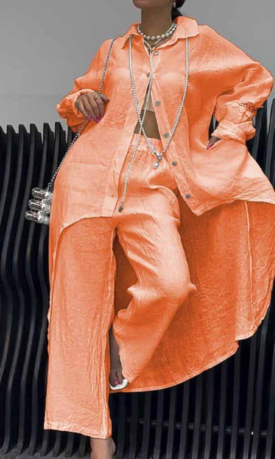 Lange Bluse und Hose im 2er-Set