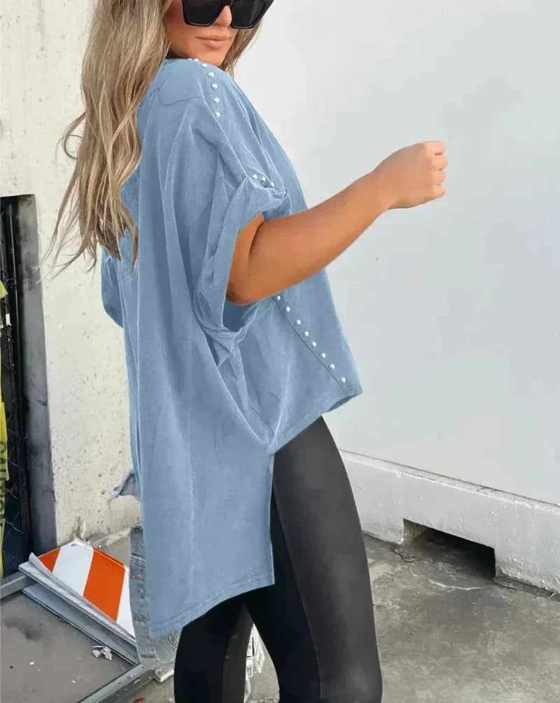 Oversize-Shirt mit Nieten | Rundhals | Urbaner Look