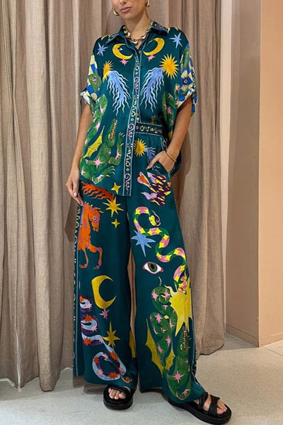 LinoFit™ – Einzigartiger Print Elastischer Bund mit Taschen Weite Bein Hose