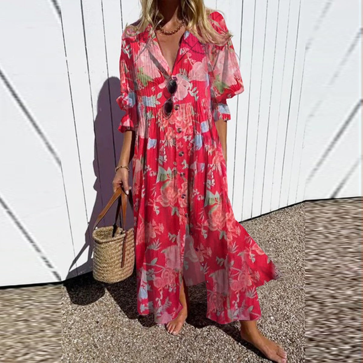 Sloane - Langes Kleid Mit Blumendruck