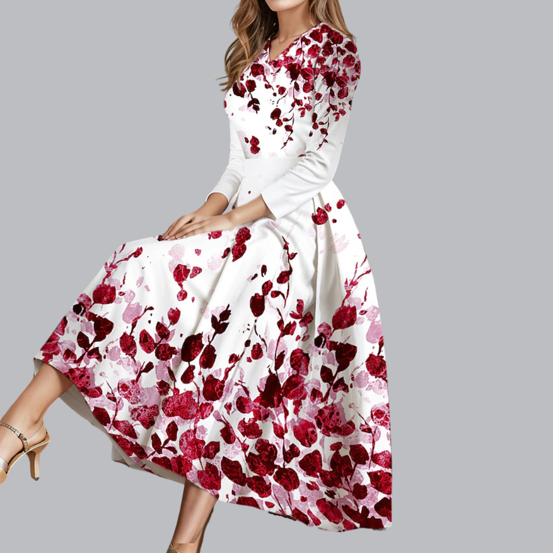 Elisa™ | Elegantes Blumenkleid mit langen Ärmeln