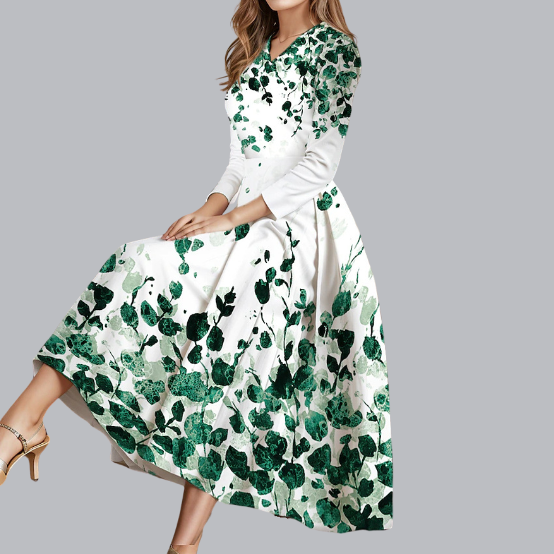 Elisa™ | Elegantes Blumenkleid mit langen Ärmeln