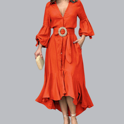 Malina™ | Midikleid mit Volantärmeln und Taillengürtel