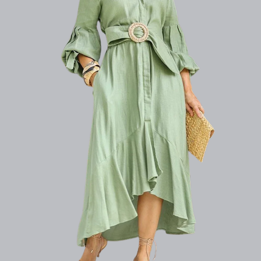 Malina™ | Midikleid mit Volantärmeln und Taillengürtel