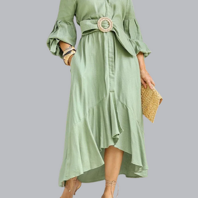 Malina™ | Midikleid mit Volantärmeln und Taillengürtel