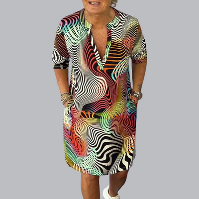 Hannelore™ | Elegantes & Farbenfrohes Sommerkleid mit V-Ausschnitt